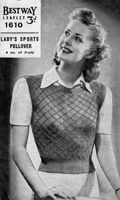 1940s slipover knitting pattern for ladies sleeveless jumper