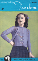 girls embroidered twin set knitting pattern from 1940s