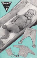 vintage baby pram set  knitting pattern from 1940s