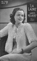 vintage ladies bed jacekt knitting pattern from 1940s