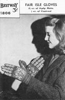 vintage ladies fair isle glove knitting pattern 1940s