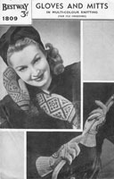 vintage ladies mitten and glove knitting pattern 1940s