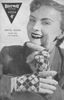vintage ladies glove knitting pattern with fair isle backs 1940s