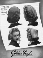 vintage ladies hats knitting pattern with fair isle style 1940s