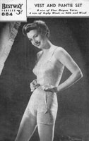 vintage ladies underwear Bestway 884 retro knitting pattern for vest and panties pants kniickers 1940s