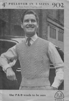 vintage mens sl;eeveless tank top 1940s knitting pattern