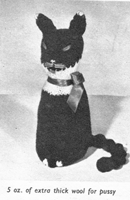 vintage toy knitting pattern for cross cat 1960s