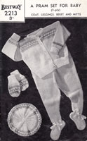vintage baby knitting pattern from 1940s for fair isle pram set
