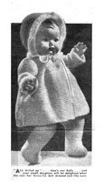 Sally dress set knitting pattern for baby doll 17 inches from 1950s