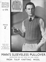 mens vintage knitting pattern slipover tank top 1930s