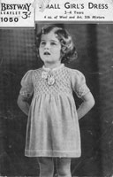 vintage childs knitting pattern for dress 1940s