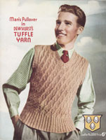 vintage tank top sleeveless top mens knitting pattern 1950s