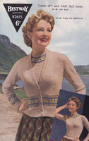 vintage ladies fair isle twin set jumper and cardigan knitting pattern