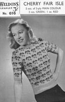 vintage ladies fair isle cherry jumper 1940s