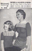vintage ladies  and girls fair isl jumper flower yoke 1940s knitting pattern