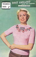 vintage ladies rose garland yoke knitting pattern 1940s