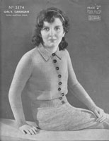 girls vintage button up knitting pattern from 1930s