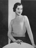 vintage ladies knitting pattern for jumper 1930s