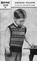 vintage boys round neck slip over with fair isle bands knitting pattern from 1940