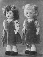 vintage twins dolls knitting pattern pinafore dress 1951