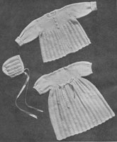 vintage baby set knitting pattern 1940s dress jacket and bonnet