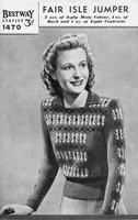 vintage ladies fair isle jumper knitting pattern from 1940s bestway 1470