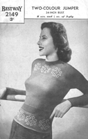 vintage ladies knitting pattern for fair isle jumper from 1940s bestway 2149