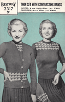 vintage ladies fair isle twinset knitting pattern from 194os bestway 2317