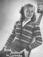 vintage ladies fairisle cardigan knitting pattern from 1940s