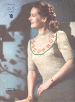 vintage ladies knitting pattern for jumper with fair isle from 1940s target 726