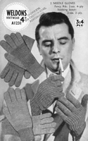 vintage knitting pattern for mens gloves 1940s