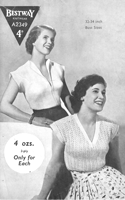 vintage summer top knitting pattern from early 1950s