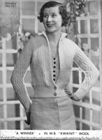 vintage ladies cardigan knitting pattern WG 187