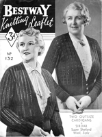 vintage ladies cardigna knitting pattern for the fuller figure from 1930s