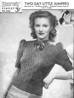 great vintage ladies knitting pattern from 1930s for jumper with shoulder pads