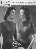 vintage ladies rib jumper and cardigan knitting pattern from late 1930s