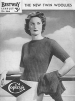 classic old knitting pattern for ladies rib twinset from 1930s