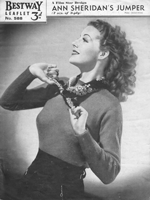 vintage ladies classic jumper knitting pattern Ann Sheridan as model