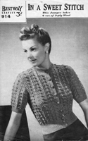 vintage ladies jumper that buttons up at from knitting pattern 1940