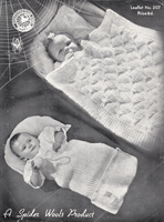 vintage baby pram rug blanket and sleeping bag knitting patten from 1930s