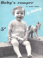 vintage baby romper knitting pattern to fit 22 inch chest in modern 4ply pattern from 1930s
