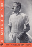 vintage lister 1930s sleeveless cricket or tennis slip over knitting pattern with cable pattern