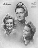 vintage ladies turban knitting pattern 1940s