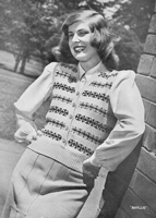 ladies fair isle waistcoat knitting pattern from 1940s