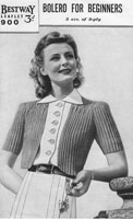 vintage knitting pattern ladies simple bolero 1940s