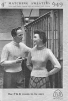 vintage men's and ladies polo neck cable jumper from 1940s