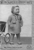 vintag baby coat and hat kntiting pattern from 1940s