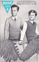 vintage boys slip over and jumper knitting pattern 1940s Bestway A2641 4 to 14 years