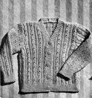 vintage baby knitting pattern cardigan 1940s