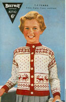 vintage girls christmas fair isle cardigan 1940s